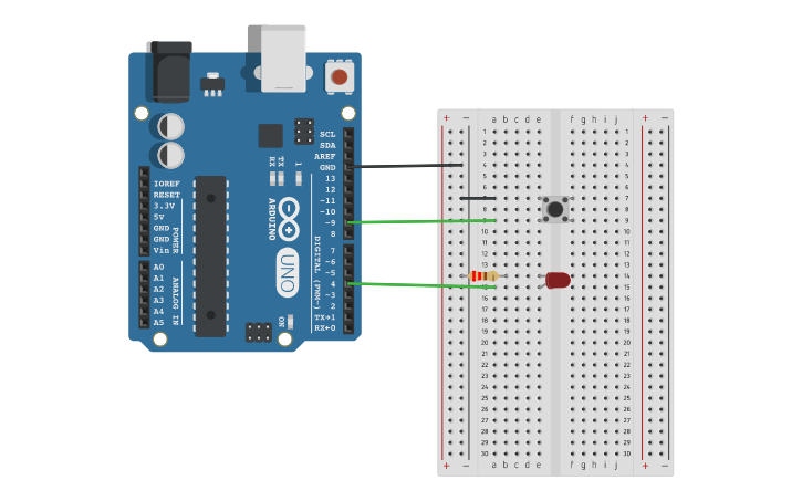 Circuit design Push Button - Tinkercad