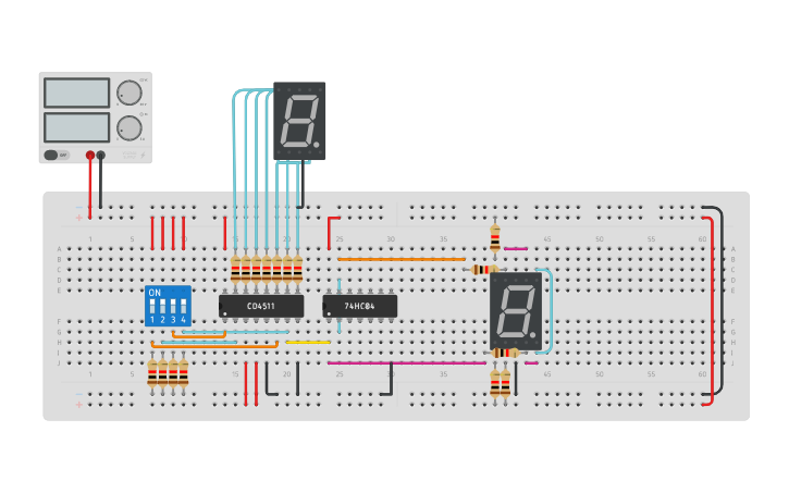 Circuit design 7 Segments - Tinkercad