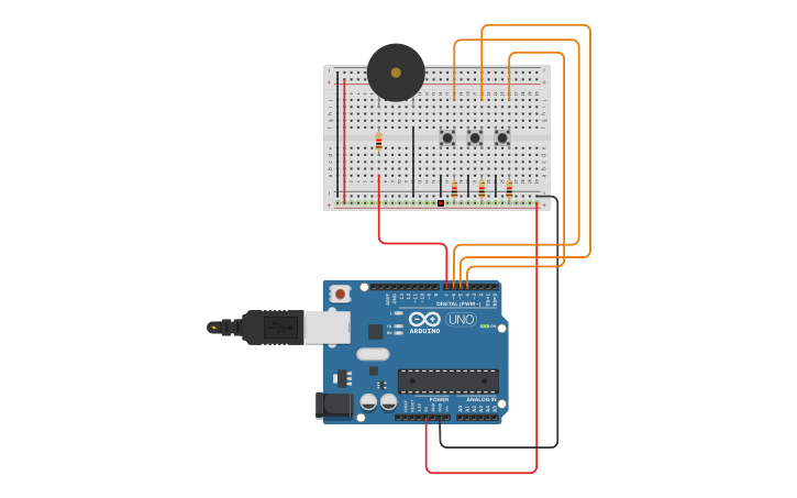 Circuit design A01734299 - Buzzer activity | Tinkercad