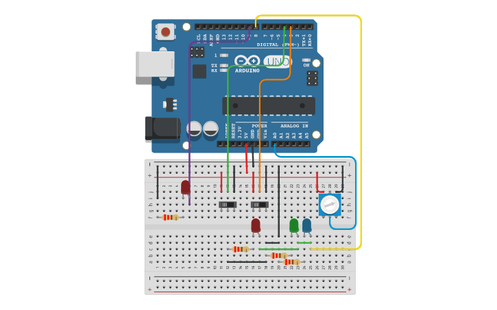 Circuit design Aircraft Lighting - Tinkercad