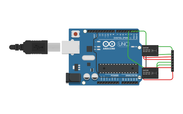 Circuit design Arduino relay | Tinkercad