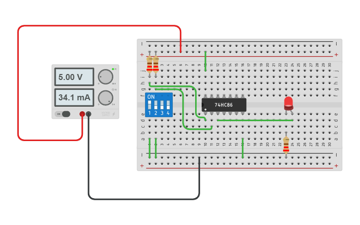 Circuit design Compuerta 7486 XOR | Tinkercad