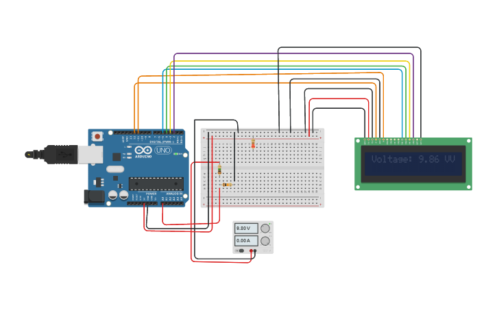 Circuit design Voltmeter using arduino - Tinkercad image.