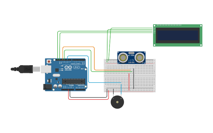 Circuit design Sensor de proximidad con sonido - Tinkercad