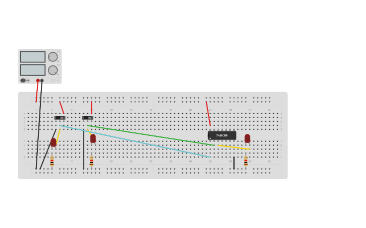 Circuit design A2 XOR 7486 | Tinkercad