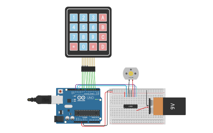 Circuit design L293D - Tinkercad