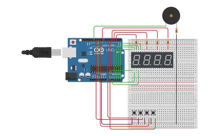 Circuit design Countdown(4-7 segment) - Tinkercad