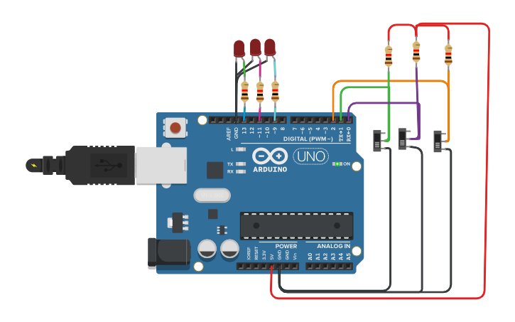 Circuit design Exercício 2b - Arduíno - Tinkercad