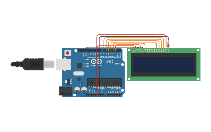 Circuit design LCD Conexión básica - Tinkercad