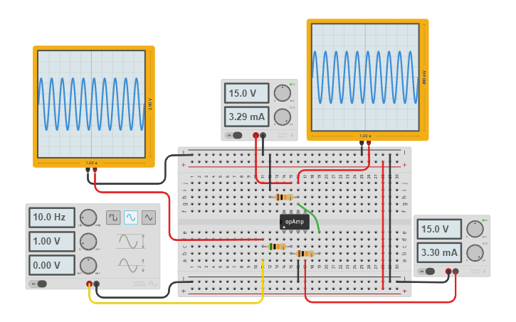 Circuit Design Penguat Inverting - Tinkercad