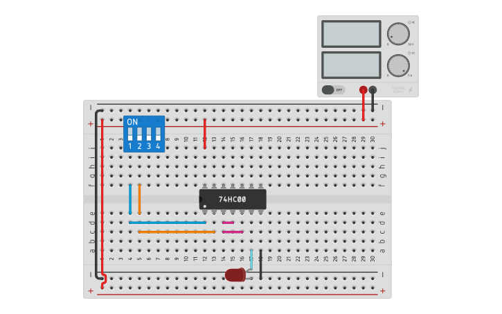 Circuit design AND using NAND | Tinkercad