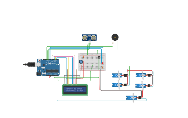 Circuit design Frenado de emergencia - Tinkercad