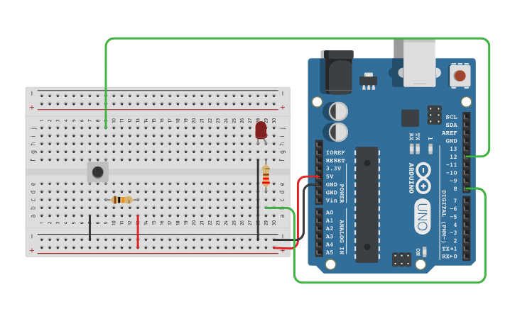Circuit design Pull UP Resistor - Tinkercad