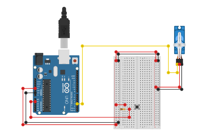 Circuit design Arduino servo motor | Tinkercad