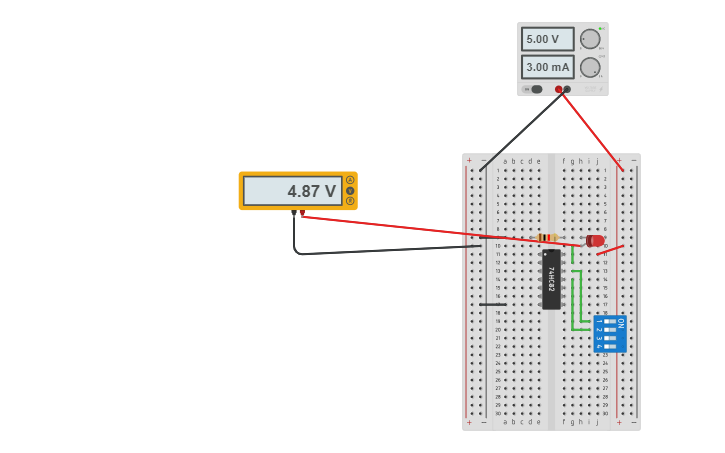 Circuit design NOR2(7402) | Tinkercad