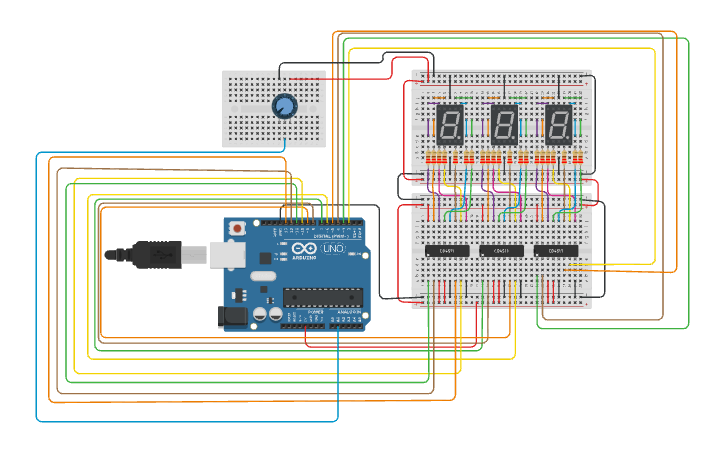 Circuit design Potenciometro panel numero - Tinkercad