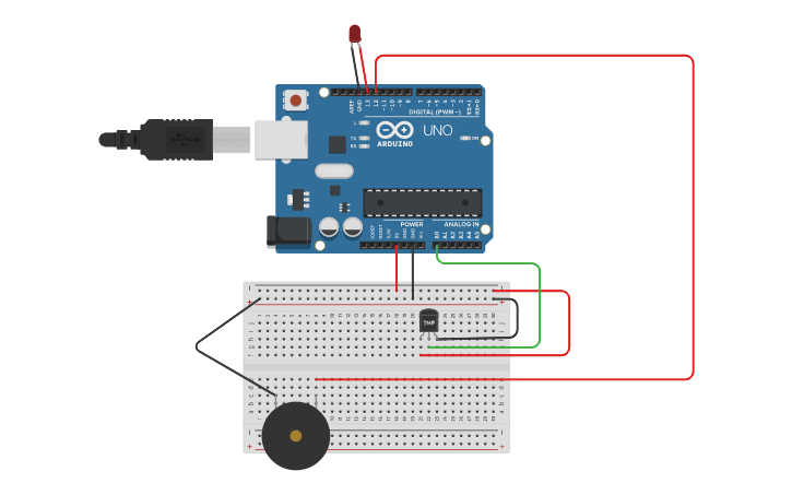 Circuit design Temperature sensor | Tinkercad