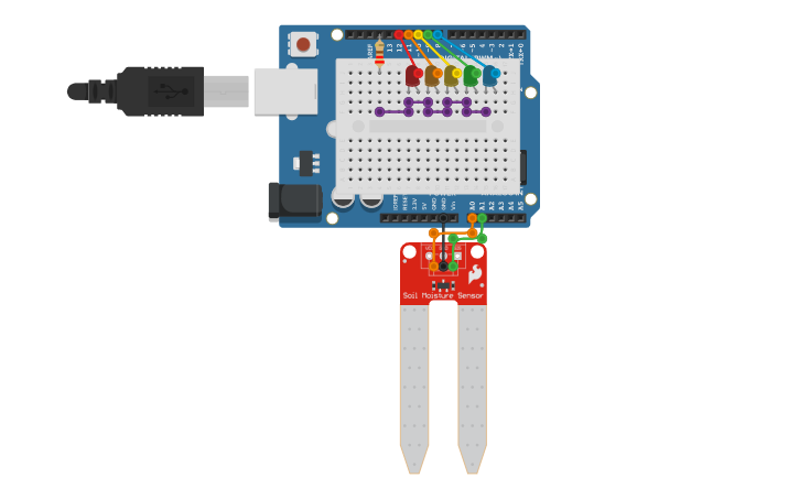 Circuit design Soil Moisture Sensor Arduino Uno - Tinkercad