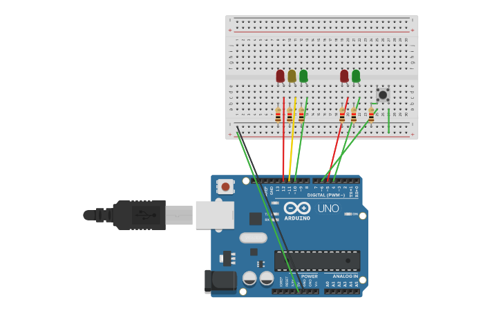 Circuit design Semáforo - Tinkercad