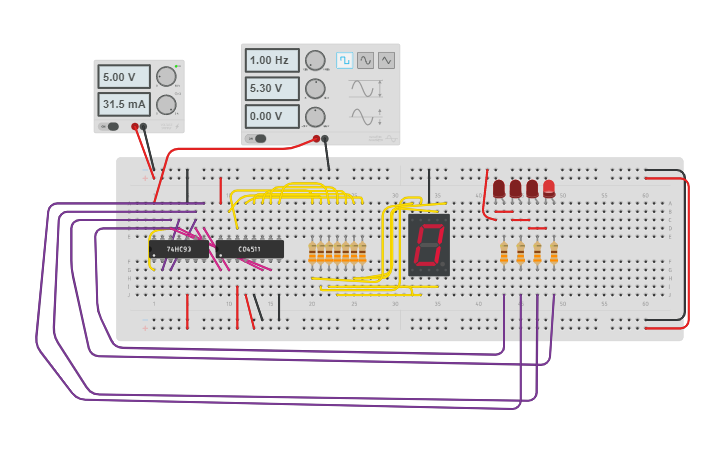 Circuit design CONTADOR 7493 4511 - Tinkercad