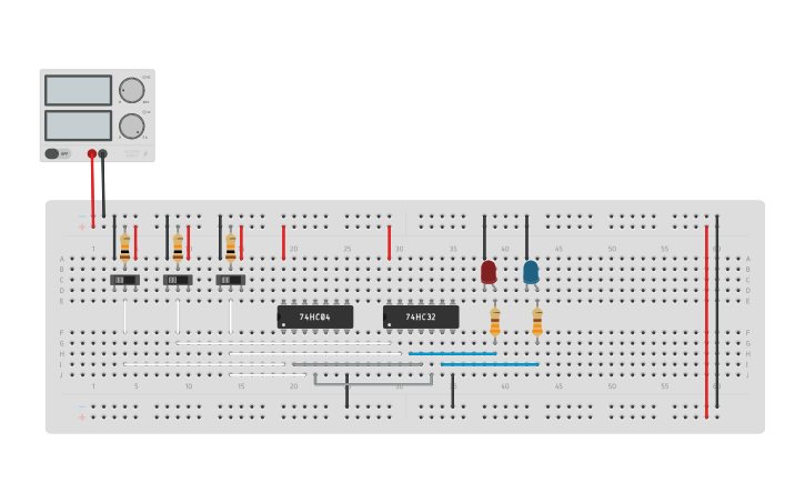 Circuit design LCD-ROSAS-Designing a Decoder Circuit Using LEDs | Tinkercad