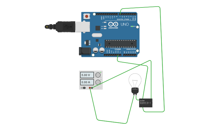 Circuit design Arduino with relay - Tinkercad