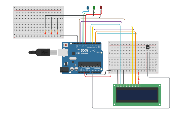 Circuit design Sensor de Temperatura con pantalla LCD - Tinkercad