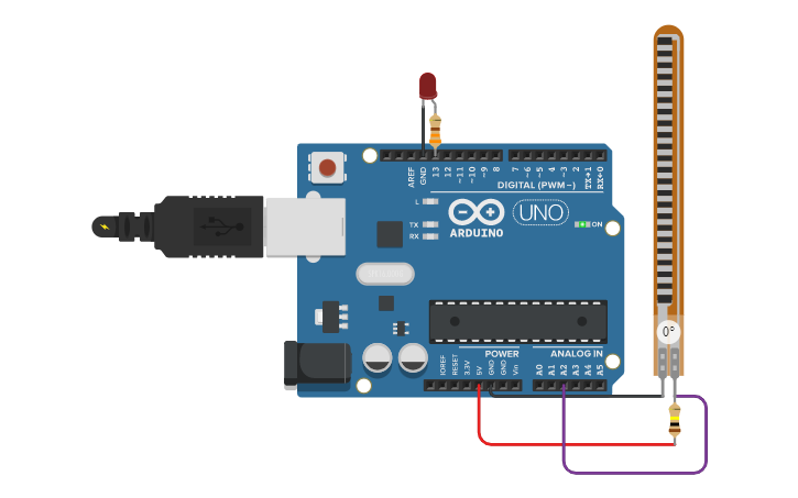 Circuit design M409 Flex sensor - Tinkercad