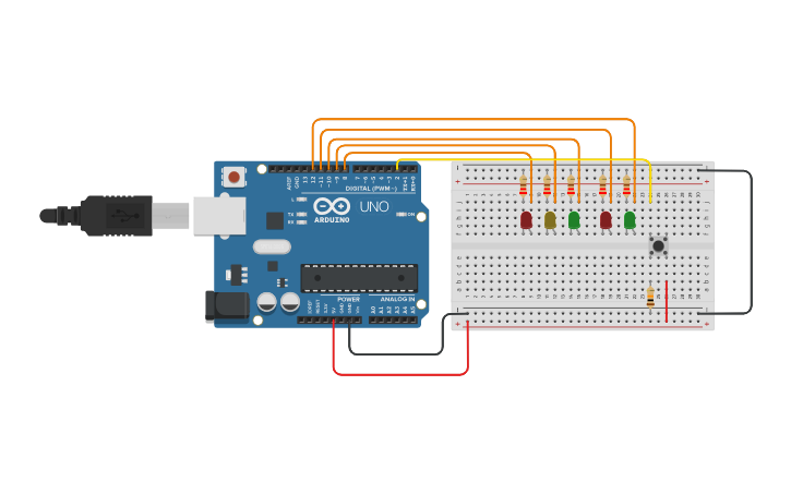 Circuit design Semaphore - Tinkercad