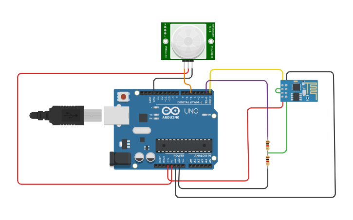 Circuit design PIR Sensor - Tinkercad