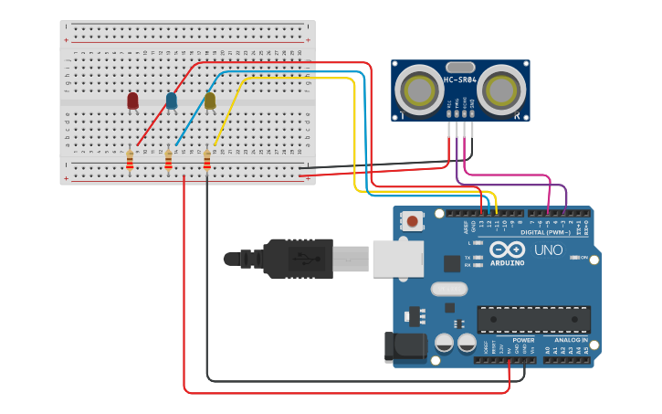 Circuit design SENSOR ULTRA SONIDO - Tinkercad