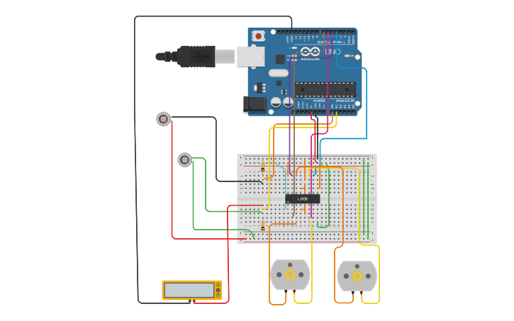 Circuit design LINE FOLLOWING ROBOT - Tinkercad