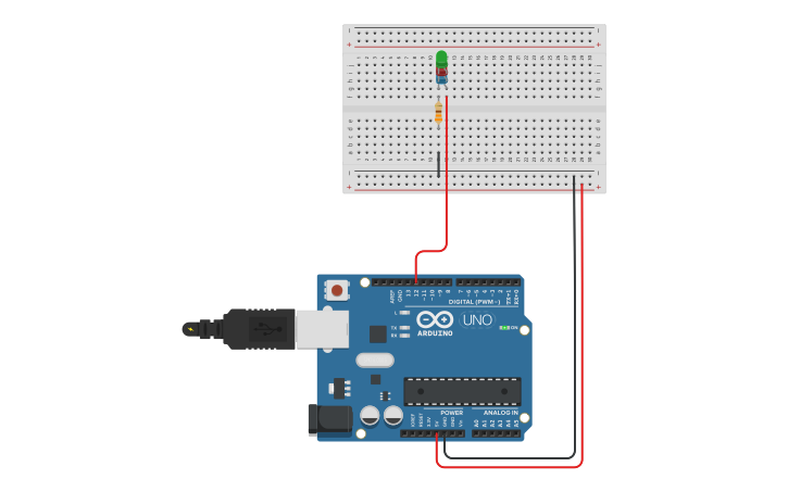 Circuit design on-of led with arduino | Tinkercad