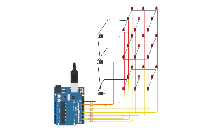 Circuit design CUBO LED 3X3X3 - Tinkercad