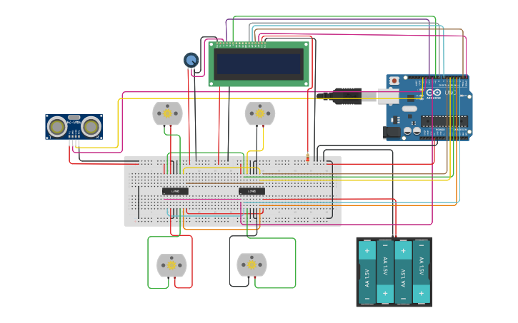 Circuit design obstacle avoiding car(sfe) | Tinkercad