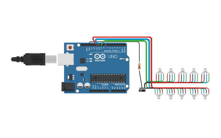 Circuit design RGB LED FRC Robot - Tinkercad