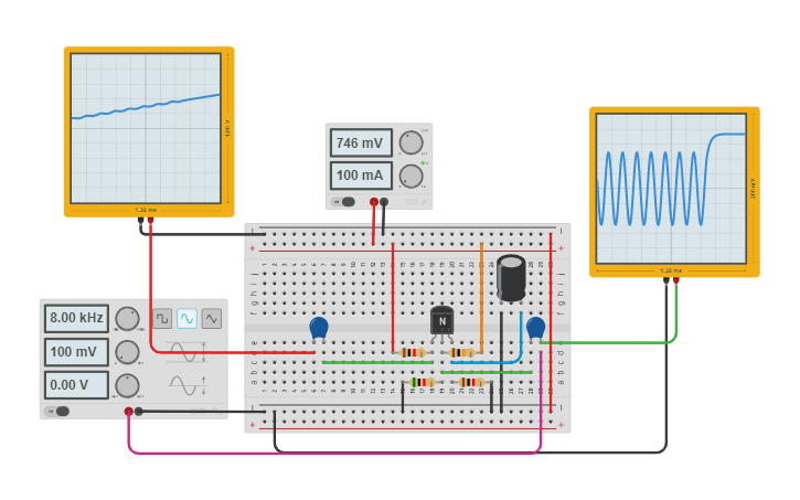 Circuit design transistor amplifier - Tinkercad