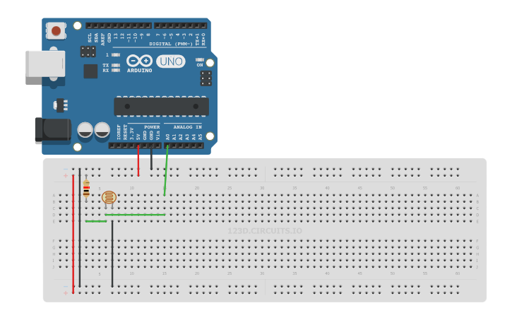 Circuit design Fotorresistencia (Terminal) | Tinkercad