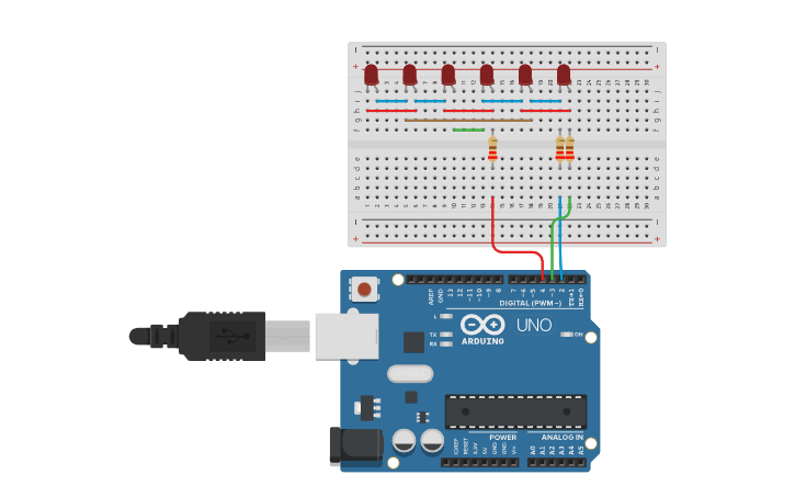 Circuit design Charlie-Plexing TEST01 (LEDs) - Tinkercad
