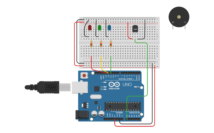 Circuit design Temperature Monitor Project - Tinkercad