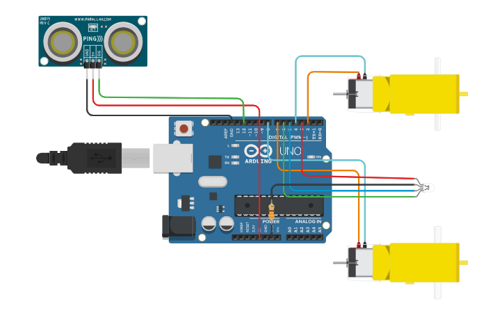 Circuit design Motores e ultrassom - Tinkercad