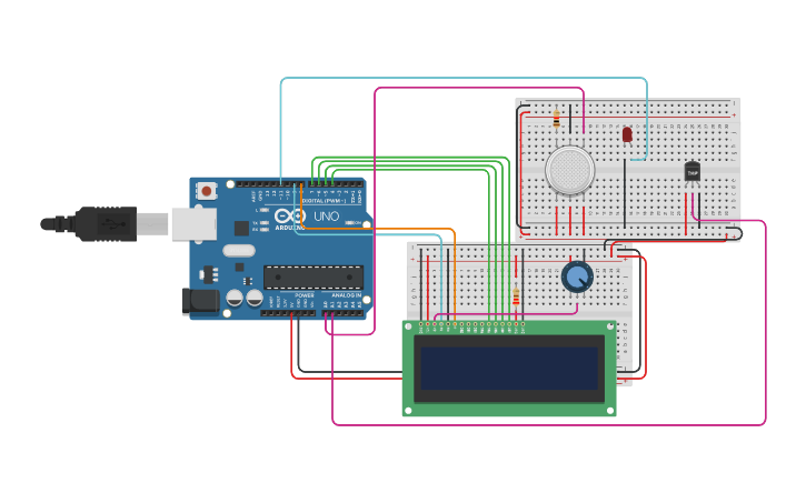 Circuit design Fire Alarm Project | Tinkercad