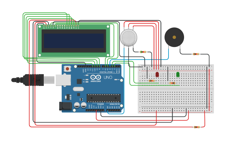 Circuit design Fire Alarm System - Tinkercad