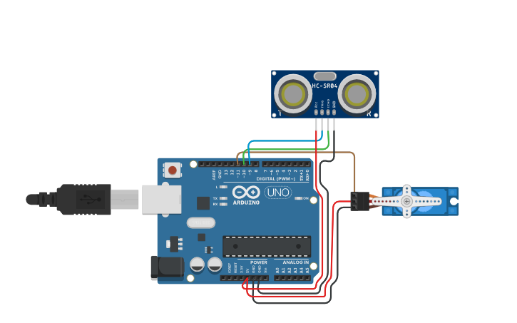 Circuit design Circuit Diagram of Arduino Radar Project - Tinkercad