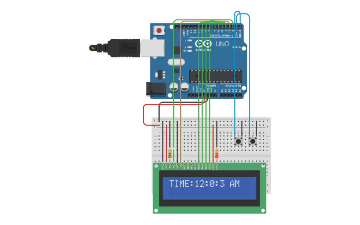 Circuit design Digital Clock - Tinkercad