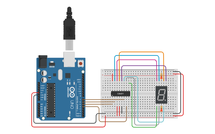 Circuit design Display e Arduino - Tinkercad
