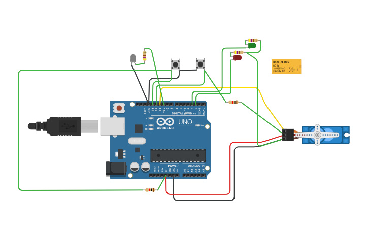 Circuit Design Servo Lock Unlock - Tinkercad