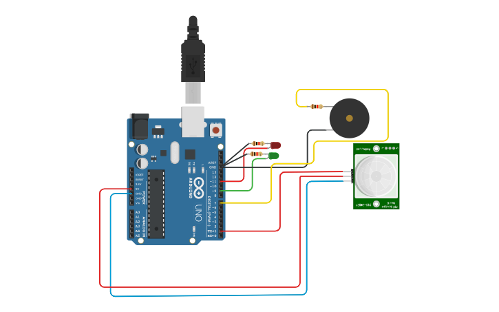 Circuit design PIR Motion Sensor | Tinkercad