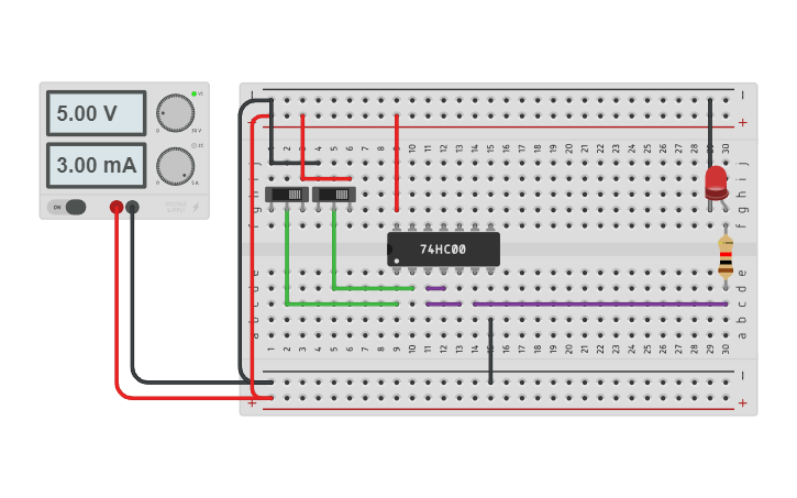 74ls00 Layout Circuit design Implementation an AND gate using IC 74LS00 on a ...
