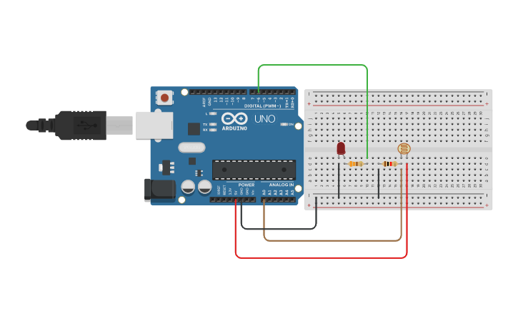 Circuit design LDR - Tinkercad
